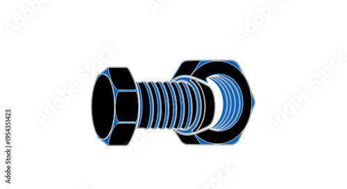 Bolt and Nut Fastener Illustration, Industrial Hardware Connection