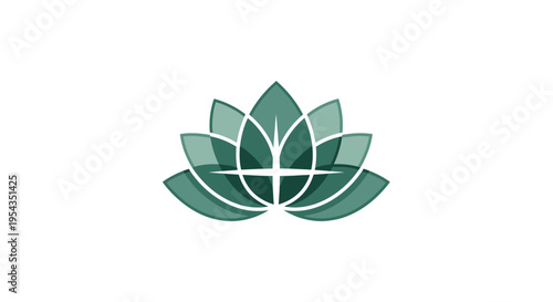 Blooming Lotus Flower Abstract Design - Serene Botanical Symbol