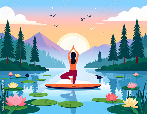 Lakeside Paddleboard Sunrise