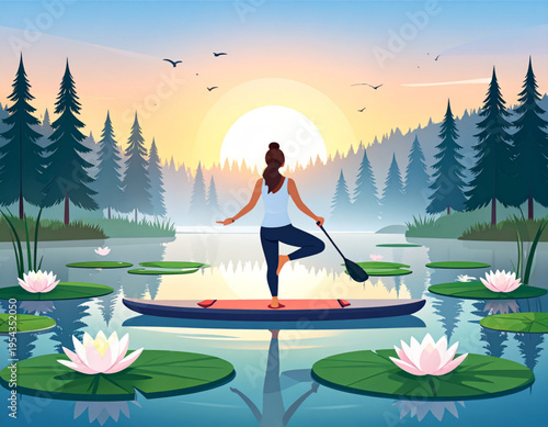 Lakeside Paddleboard Sunrise