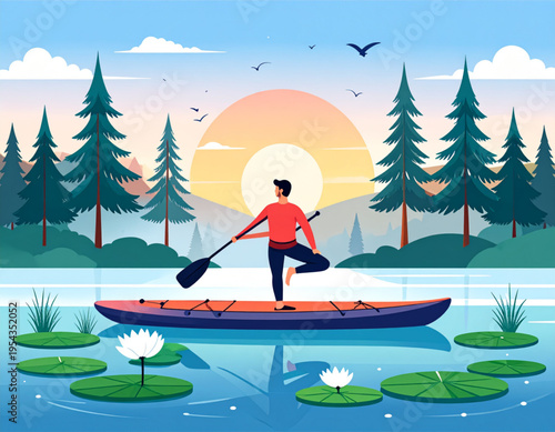 Lakeside Paddleboard Sunrise