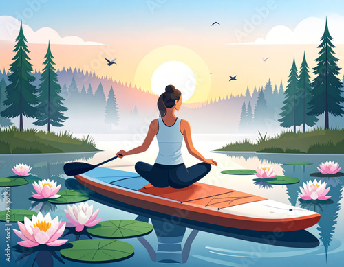 Lakeside Paddleboard Sunrise