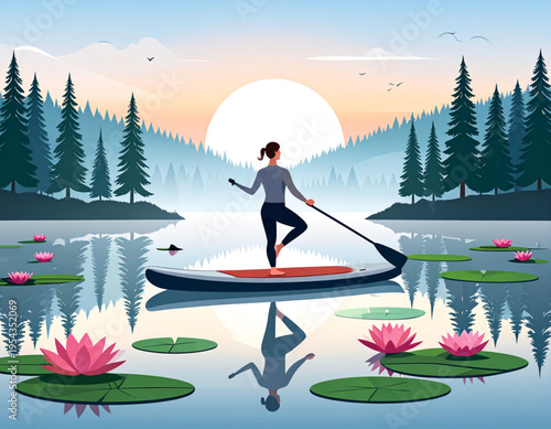 Lakeside Paddleboard Sunrise