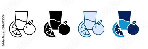Fresh Juice Icon Set Multiple Style Collection