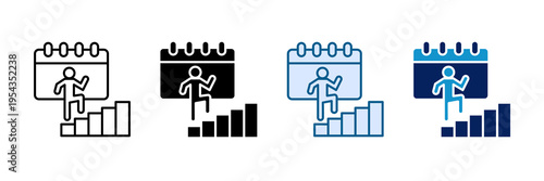 Daily Steps Icon Set Multiple Style Collection