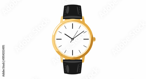 Classic Wristwatch with Black Leather Strap, Time Accessory