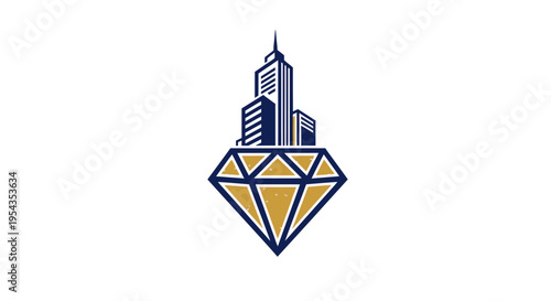 Cityscape on Diamond Base - Modern Architecture and Luxury Symbolism