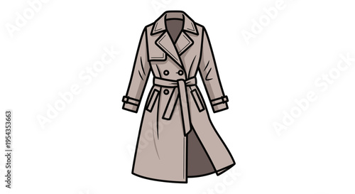 Classic Beige Trench Coat Isolated on White Background