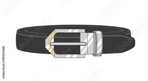 Classic Black Leather Belt with Silver Buckle, Fashion Accessory