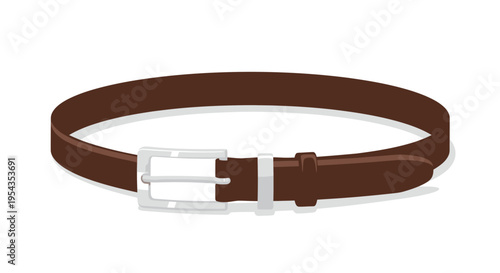 Classic Brown Leather Belt with Silver Buckle, Fashion Accessory