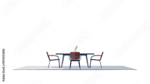 chairs and tables with potted ornamental plants
