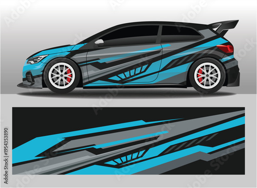 Car decal livery design vector illustration, camouflage pattern racing style.