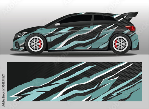 Car decal livery design vector illustration, camouflage pattern racing style.