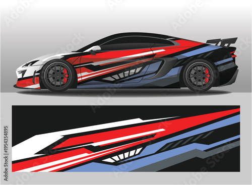 Car decal livery design vector illustration, camouflage pattern racing style.
