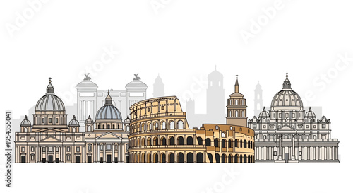 Collection of Famous Roman Architectural Landmarks.