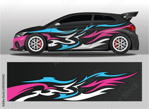 Car decal livery design vector illustration, camouflage pattern racing style.