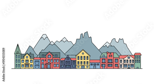 Colorful buildings in a row.