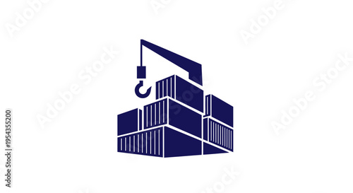 Cargo Lifting Operation with Industrial Crane and Shipping Containers