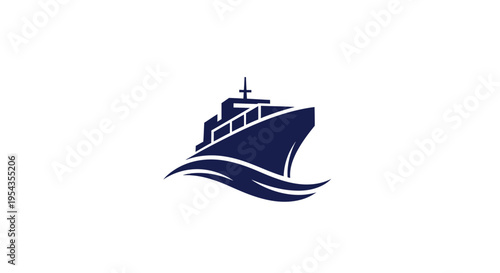 Cargo Ship Sailing on Ocean Waves - Maritime Transportation Concept