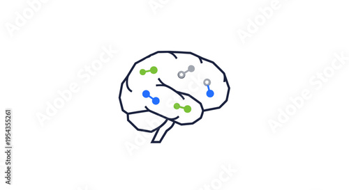 Brain Connections Network Illustration with Neural Pathways