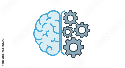 Brainstorming and Problem Solving Concept with Gears and Human Intellect