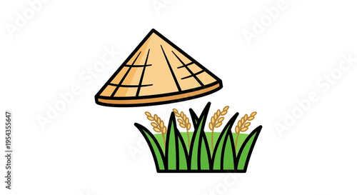 Conical Straw Rice Farmer Hat Vietnam.