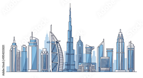 Dubai City Skyline with Skyscrapers 1.