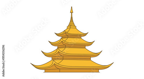 Golden Pagoda Temple Roof Architecture.