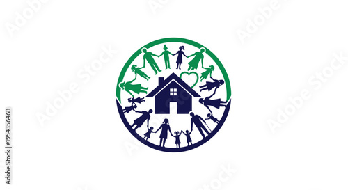 Community Support and Family Togetherness Concept with House Symbol