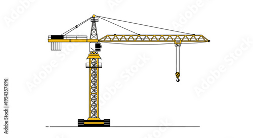 Construction Tower Crane Lifting Heavy Loads at Building Site