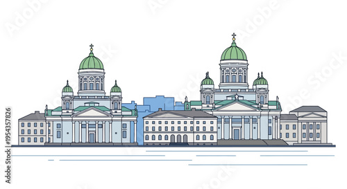 Large building with green domes architecture 1.