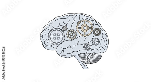 Brain with gears inside thinking concept creative mind