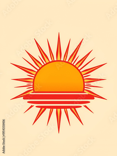 Minimalist abstract vintage half sunset, sunrise beams, sun raises, burst symbols. Retro red logo, tattoo design templates. Retro Red Sun Burst Design. Vintage sunburst. EPS 10.