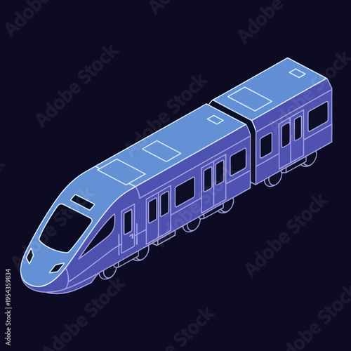Modern Blue Train with Multiple Cars.
