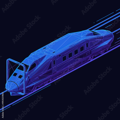 High Speed Train in Motion Blue.
