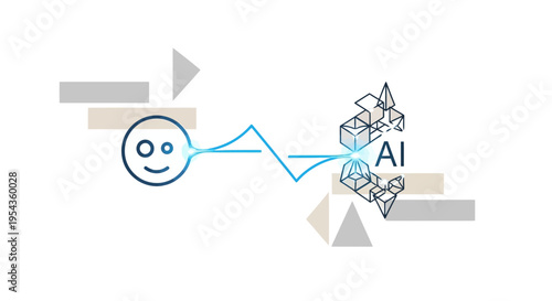 Artificial intelligence concept with human face and geometric shapes