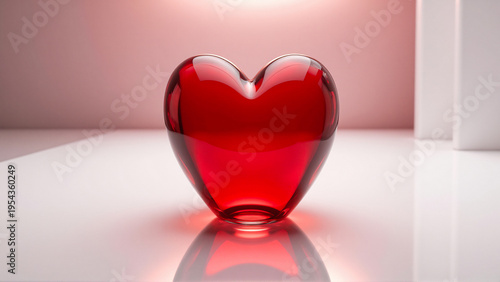 Wallpaper Mural Glowing Red Glass Heart Symbolizing Love and Passion on Reflective Surface Torontodigital.ca