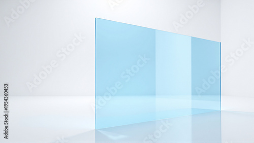 Wallpaper Mural Transparent blue glass panel in a minimalist white room Torontodigital.ca