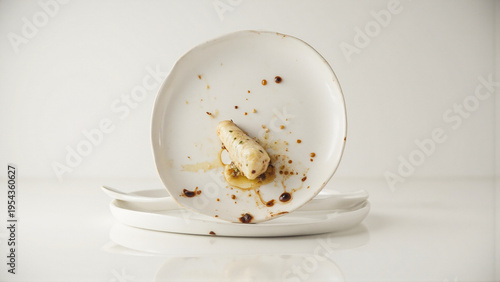 Wallpaper Mural Dirty Plates Stacked After Meal Showing Food Scraps Torontodigital.ca