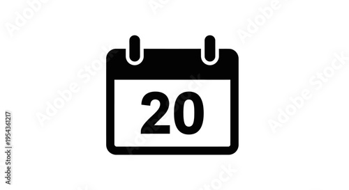 Calendar Day Twenty Icon Symbol.