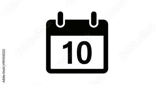 Calendar Icon Date Number Ten.