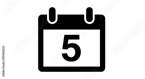 Calendar Icon With Number Five.