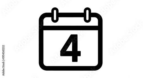 Calendar Icon with Number Four.