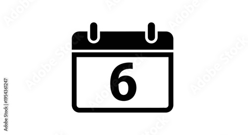 Calendar Icon with Number Six.