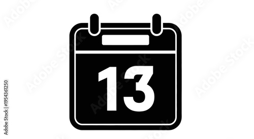 Calendar Icon with Number Thirteen.