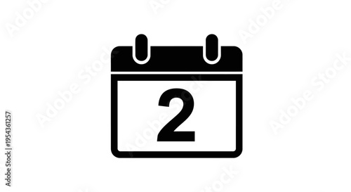 Calendar Icon with Number Two 1.