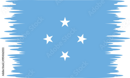 Micronesia flag with brush or torn paper effect in high quality