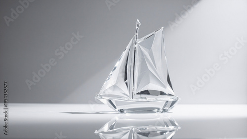 Wallpaper Mural Elegant crystal sailboat figurine with realistic reflections Torontodigital.ca