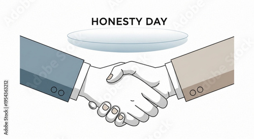 Handshake on honesty day with two businesspeople in agreement under a transparent plate