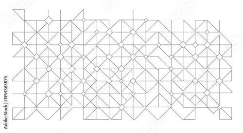 Geometric pattern with triangles and squares on white background